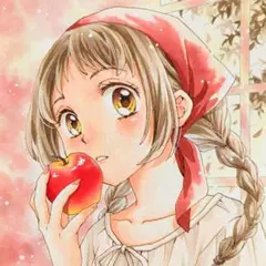 手描きイラスト〈窓辺でりんごを〉