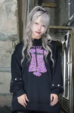 pium レースアップリボンプリントオーバーサイズパーカー - メルカリ