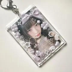 トレカケース　トレカキーホルダー　ウィッシュコア　紫　白　y2k レジンデコ