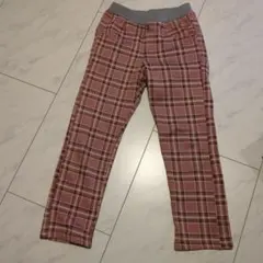 チェック柄ロングパンツ ピンク系