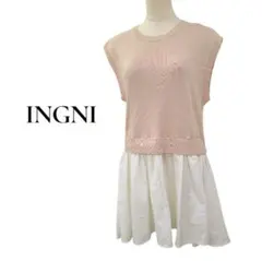 イング　ドッキング　サマーワンピース　フレンチスリーブ　くすみピンク