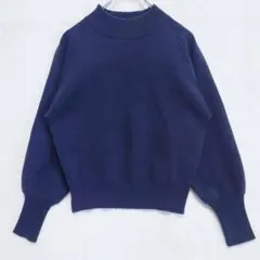 テチチ リブネック ニットプルオーバー フリー ネイビー 綿混
