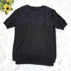 アナイ ニット Tシャツ レース編み オフィス 半袖 Sサイズ ブラック 美品のサムネイル