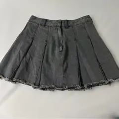 【GU】 デニム プリーツスカート Aライン フレア 韓国ファッション フリンジ