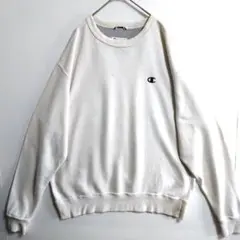 A95　Champion　スウェットトレーナ　L/2XL　くすみ白　US古着