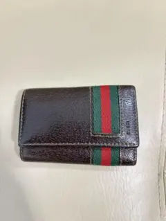 GUCCI キーケース シェリーライン レザー ブラウン