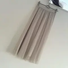 GU ジーユー　チュールロングスカートZ ベージュ