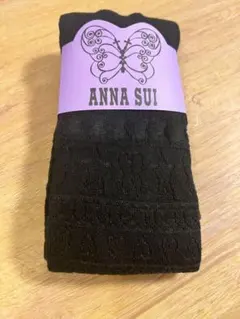 H【ANNA SUI 】ブラック タイツ M-L ラブ＆スター柄 アツギ