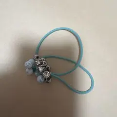 水色ビーズクリスタルヘアゴム