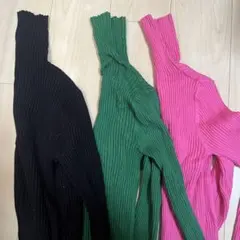 リブ編み長袖ニット3色セット