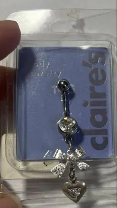 14G リボン＆ハート　へそピアス　ボディピアス