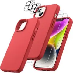 iPhone 14 6.1インチ用 シリコンケース 液晶保護2枚レンズ用2枚