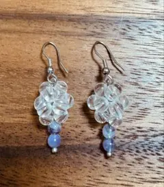 天然石アメジスト　水晶　ピアス