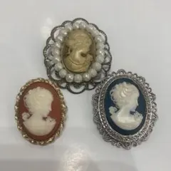 カメオデザイン ブローチ3点セット