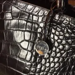 FURLA イタリア トートバッグ クロコ型押し エナメル チョコレートブラウン