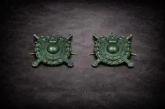 ロシア 内務省 実物 金属製 襟章 肩章 ピン サブデュード 緑色 ペア