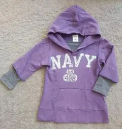 DENIM DUNGAREE/デニムダンガリー重ね着風パーカー110