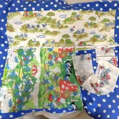 ビンテージシーツのはぎれ　スマーフ　3枚セット