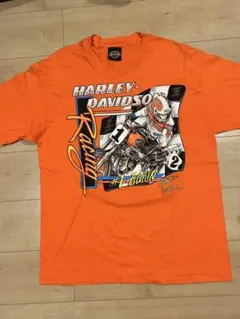 （希少）ハーレーダビッドソン 半袖Tシャツ オレンジ　L アメリカ産　バイク