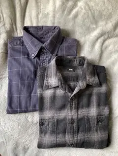 チェック柄長袖シャツ2点セット