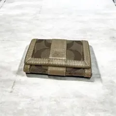 【機能良好】COACH 6連キーケース シグネチャー コンパクト ブラウン