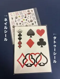 トランプデザイン タトゥーシール 12枚＋ネイルシール2枚