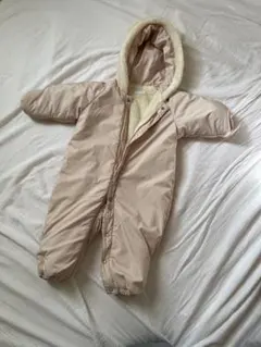 ベージュ フード付き ベビーアウター 60-80cm シンプル