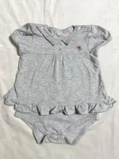 【美品】コンビミニ 半袖 ロンパース 80cm グレー 襟付き フリル 女の子