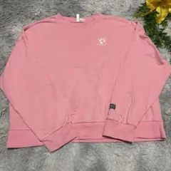H&M DIVIDED スウェット トレーナー ピンク 地球 クロップド丈 M