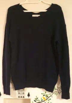 新品Samansa Mos2 ネイビー Vネック長袖セーターMサイズきれい目紺