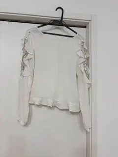 （美品）　ZARA フリルレース　2WAYブラウス