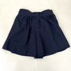 リンジィ キュロット ショートパンツ チェック柄 ウエストゴム ネイビー M