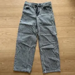 GU ケミカルウォッシュ ワイドクロップドパンツ