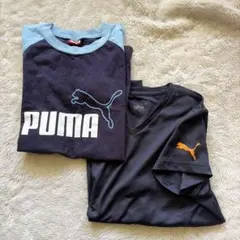 PUMA　美品2枚セット　 ラグランスリーブ Tシャツ ネイビー/水色