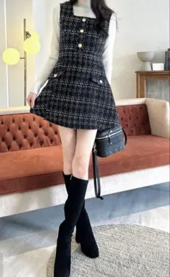 ツイードミニワンピース