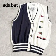 アダバットadabat ゴルフ バイカラーニットベスト 国旗ワッペン刺繍 a69のサムネイル