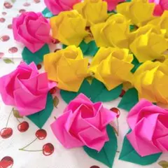 折り紙 ミニ薔薇 ピンク系 16個 お祝い 壁面飾り 母の日 5月 6月