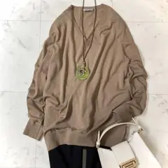 美品 セオリーリュクスALLAN CALEN Vネックニット ブラウン 38