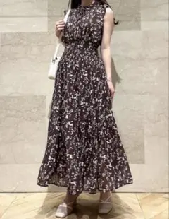 snidel プリントプリーツワンピース