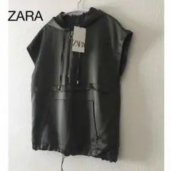 ZARA フード付きベスト オリーブグリーン