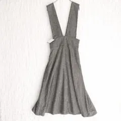 ザラ ジャンパースカート ロング ウール グレー ヘリンボーン XS 大人可愛い