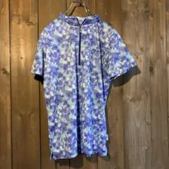 AA38 FILA ゴルフウェア ハーフジップ 半袖 ポロシャツ ブルー LL