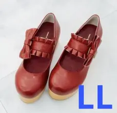 【値下げ】しまむら 青木美沙子 フリルストラップパンプス ロリータ LLのサムネイル