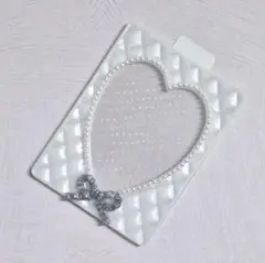 キルティング　トレカケース　B8　ホワイト　パール　シルバーリボン