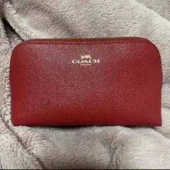 COACH レッド レザー ポーチ