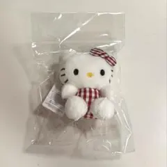 韓国 キティ キーホルダー マスコット チェック柄 赤