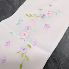 花柄刺繍 半襟 白