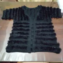 Bou Jeloud ファー付き黒ジレ　 フリーサイズ