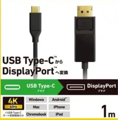 USB Type-C用DP変換ケーブル 1.0m CAC-CDP10BK2
