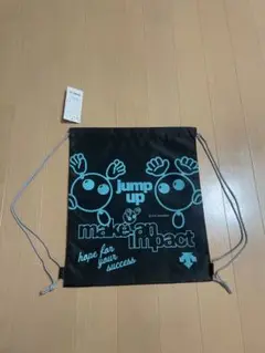 DENSCENTE 巾着バッグ　バボちゃん　フジテレビ 巾着袋　ブラック　黒